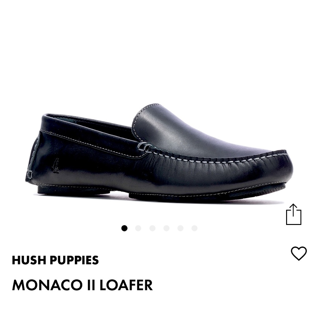 BNIB Men’s Hush Puppies Monaco II Black Leather Loafers - Size 11.5